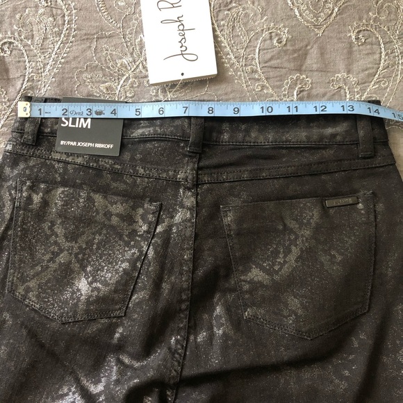 Joseph Ribkoff Black Sparkly Metallic Coated Jeans